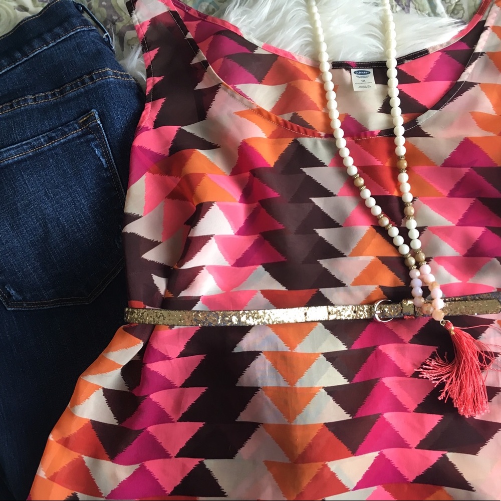 Colorful sheer tank, size XL